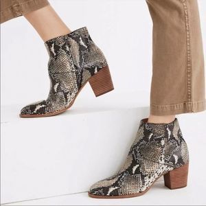 Madewell Rosie Embossed Leather Boot, Snake Print, Bkack/Brown, Size 8, NWT